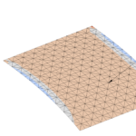 Figure 7: LE2: Case 2, Cylindrical shell, meshed with Gmsh, calculated with CalculiX