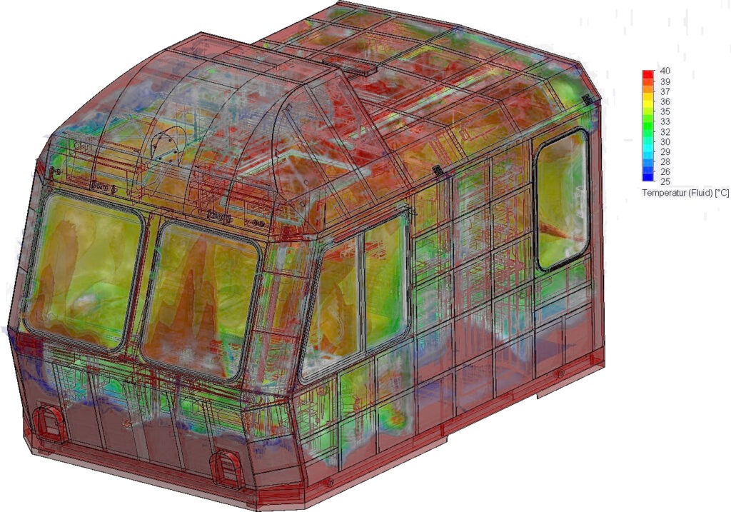 Full-scale fluid flow CFD simulation of a driver's cabine